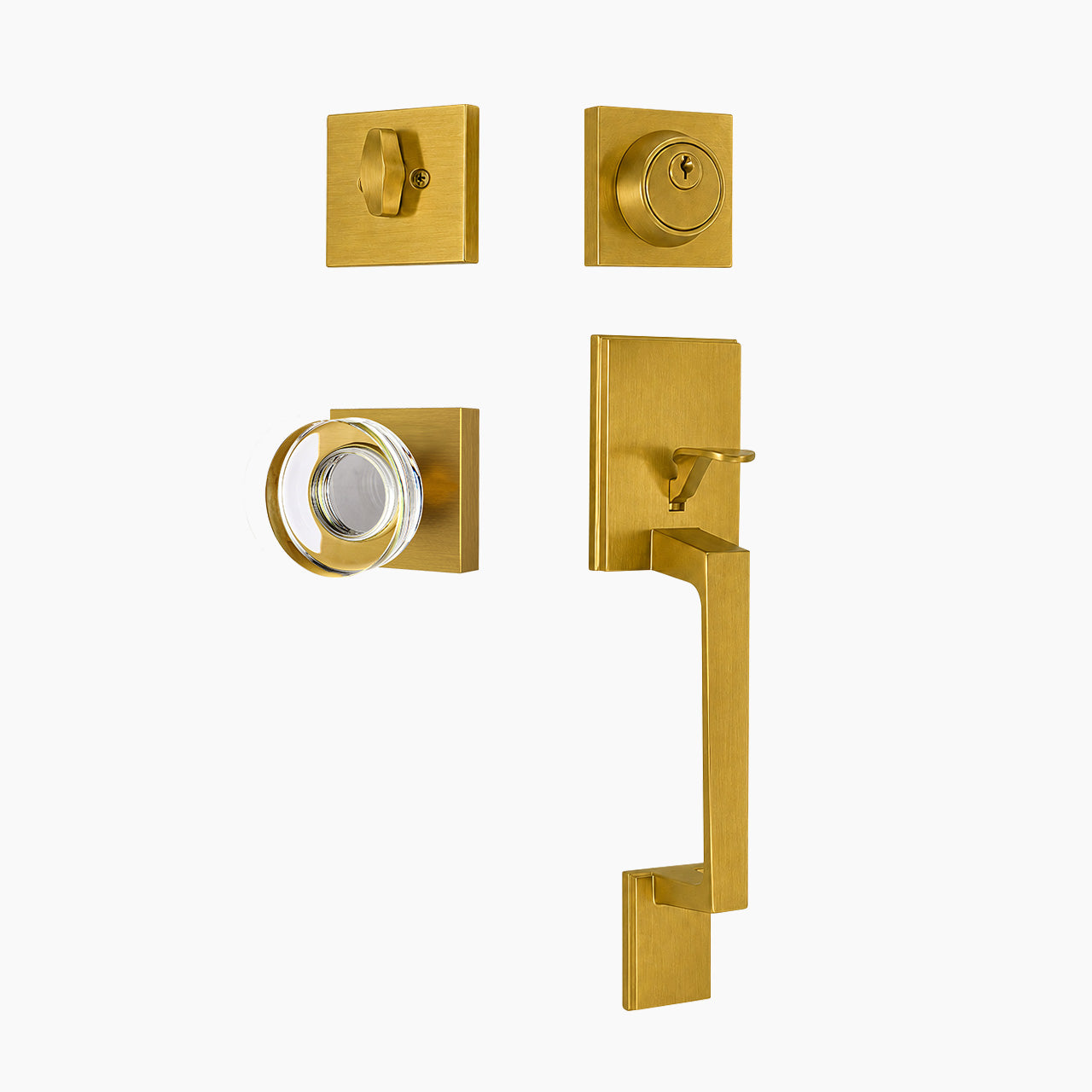 SENY Front Door Handleset with Single Cylinder Deadbolt, Round Interior Knob & Square Rosette