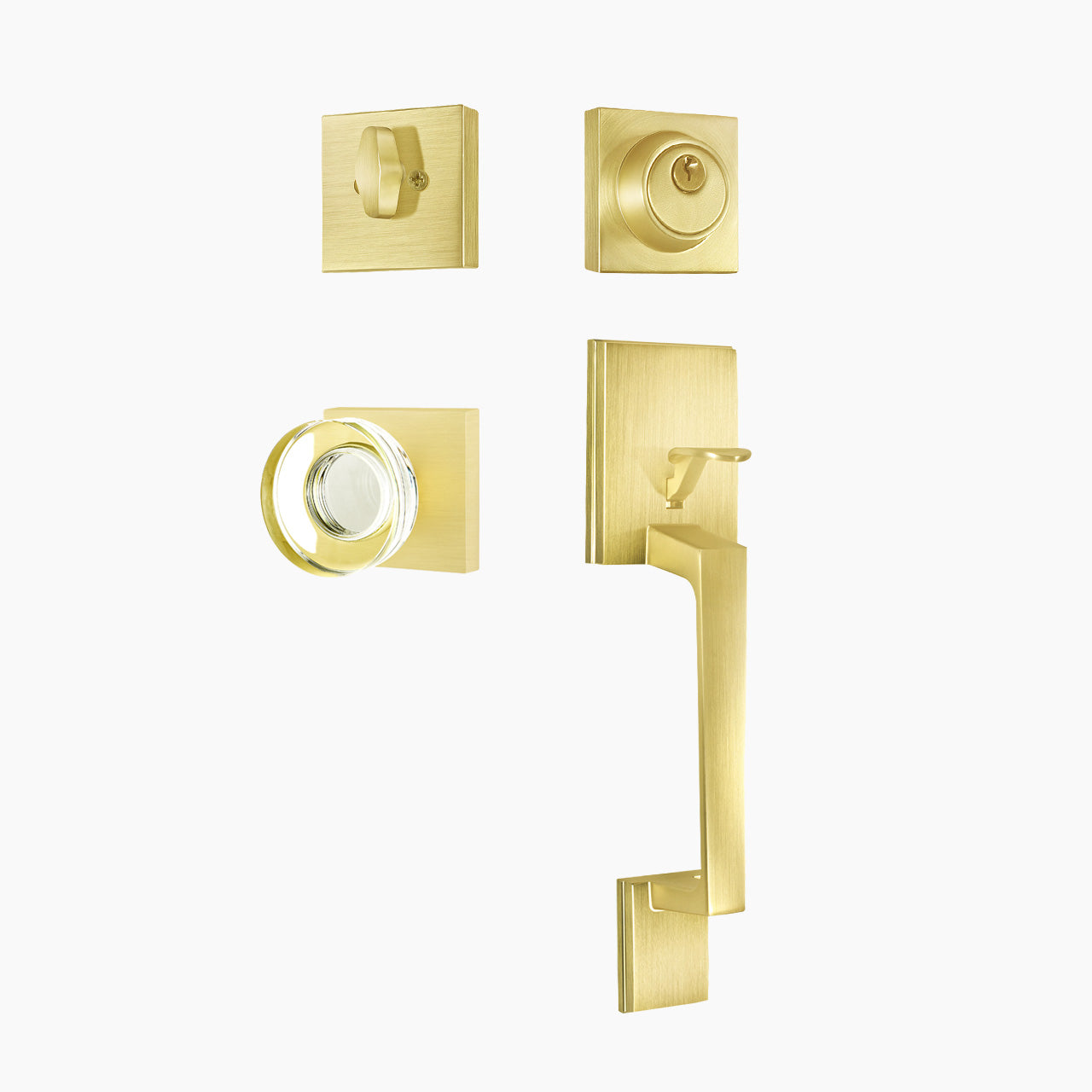 SENY Front Door Handleset with Single Cylinder Deadbolt, Round Interior Knob & Square Rosette