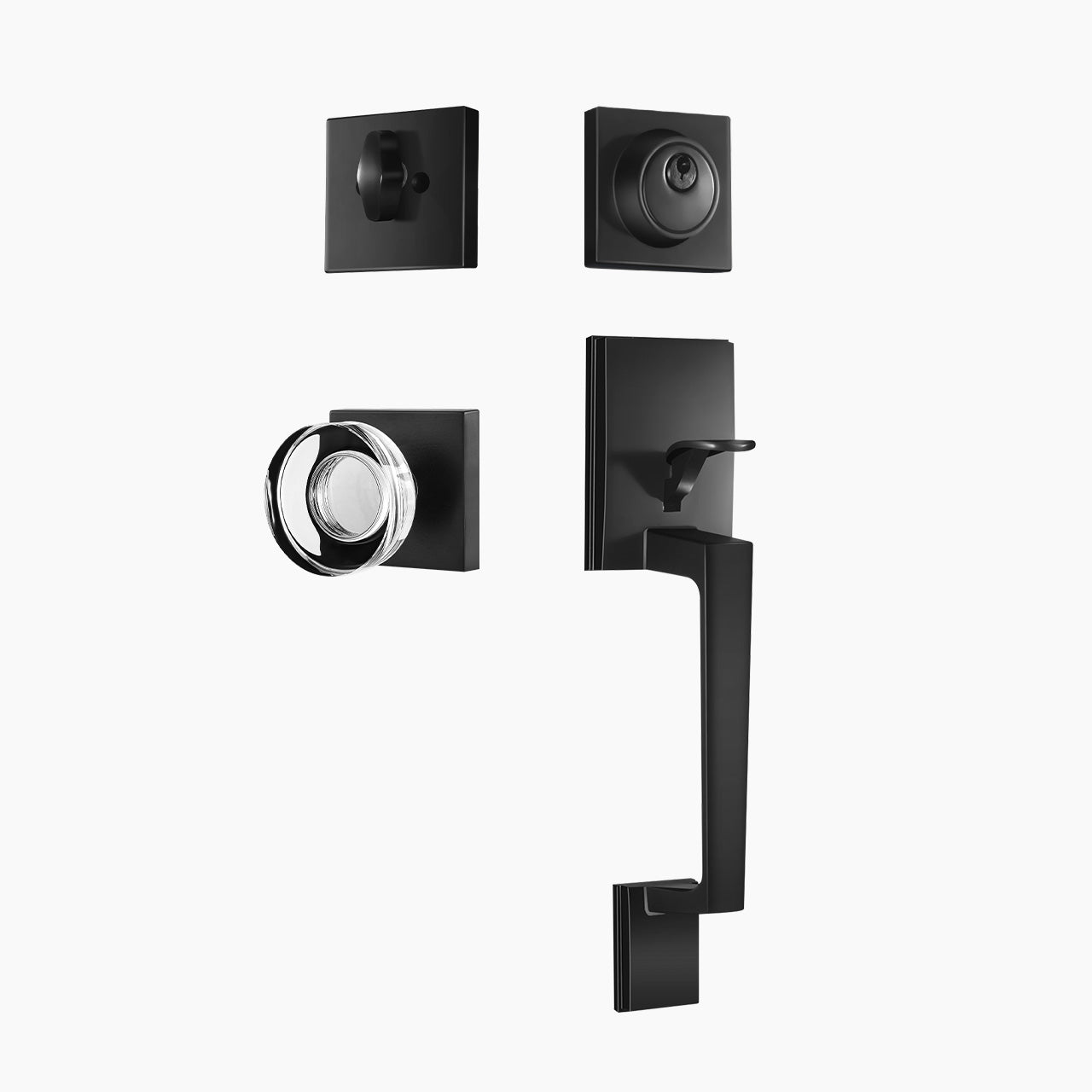 SENY Front Door Handleset with Single Cylinder Deadbolt, Round Interior Knob & Square Rosette