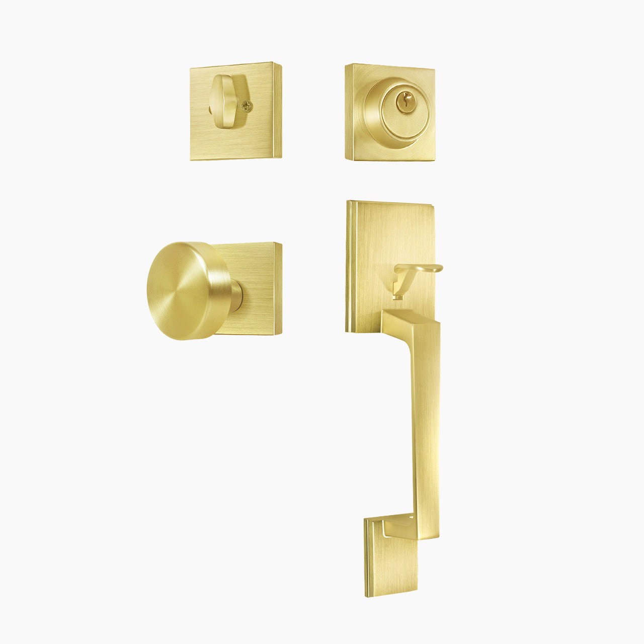 SENY Front Door Handleset with Single Cylinder Deadbolt, Round Interior Knob & Square Rosette