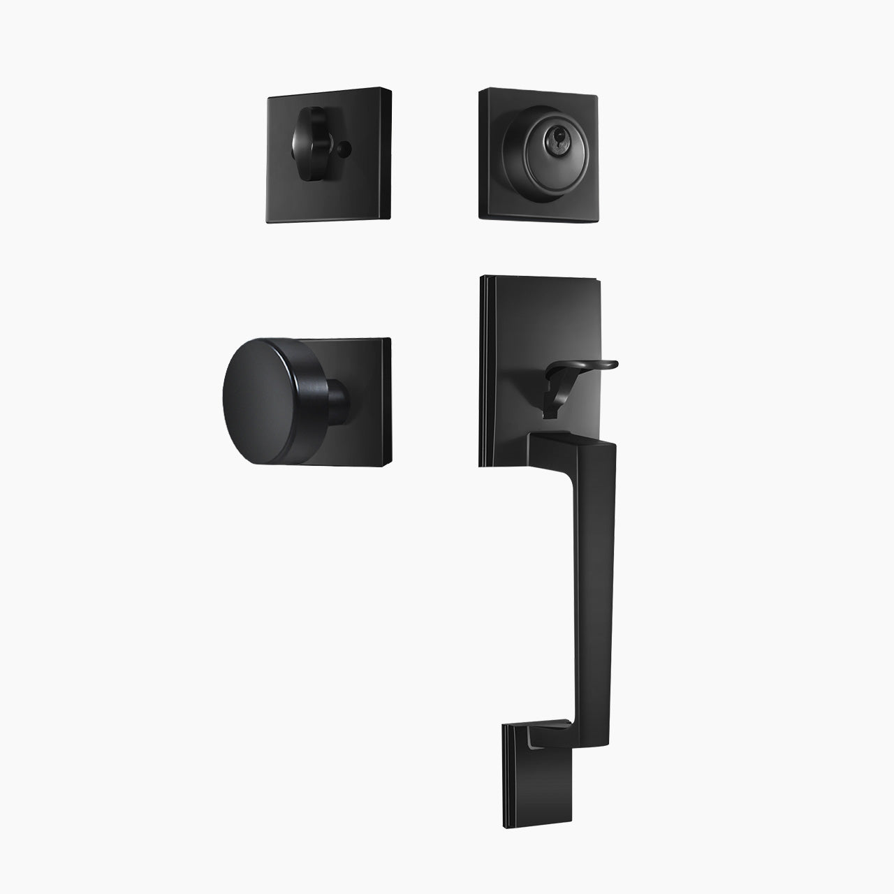 SENY Front Door Handleset with Single Cylinder Deadbolt, Round Interior Knob & Square Rosette