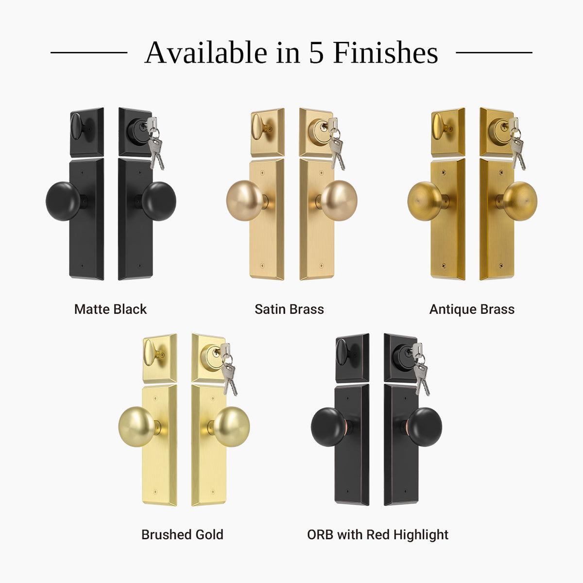 SENY Entry Door Knob Set with Deadbolt – Keyed Alike Round Knob with Rectangular Backplate