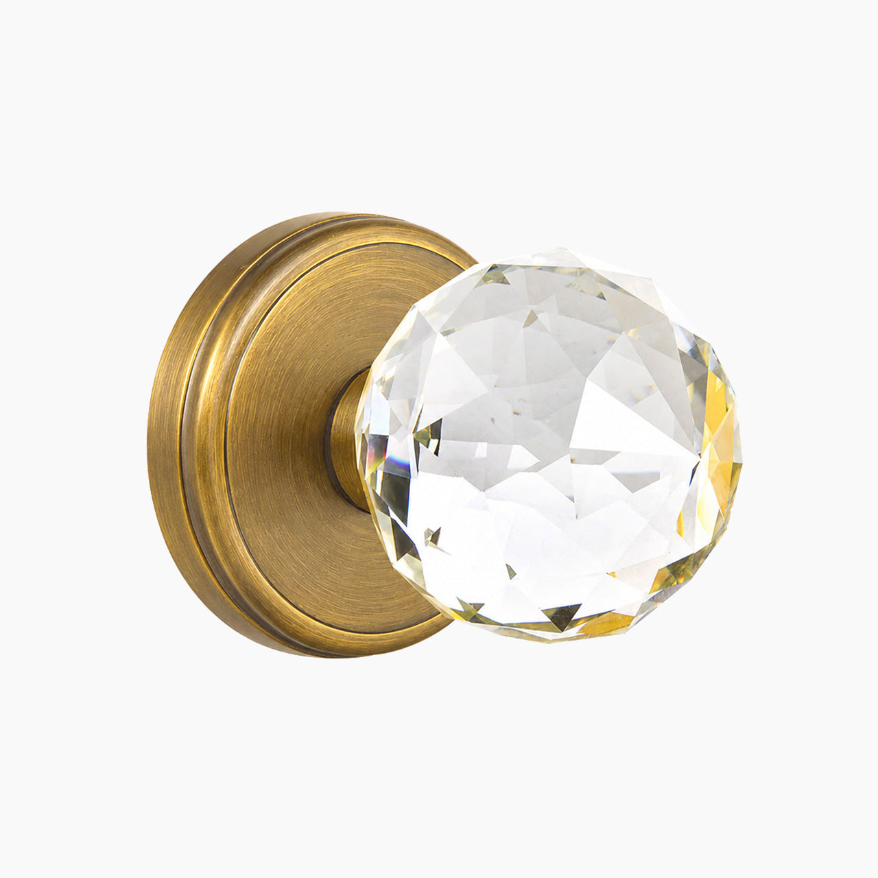 SENY Faceted Glass Door Knob with Round Rosette for Interior Doors