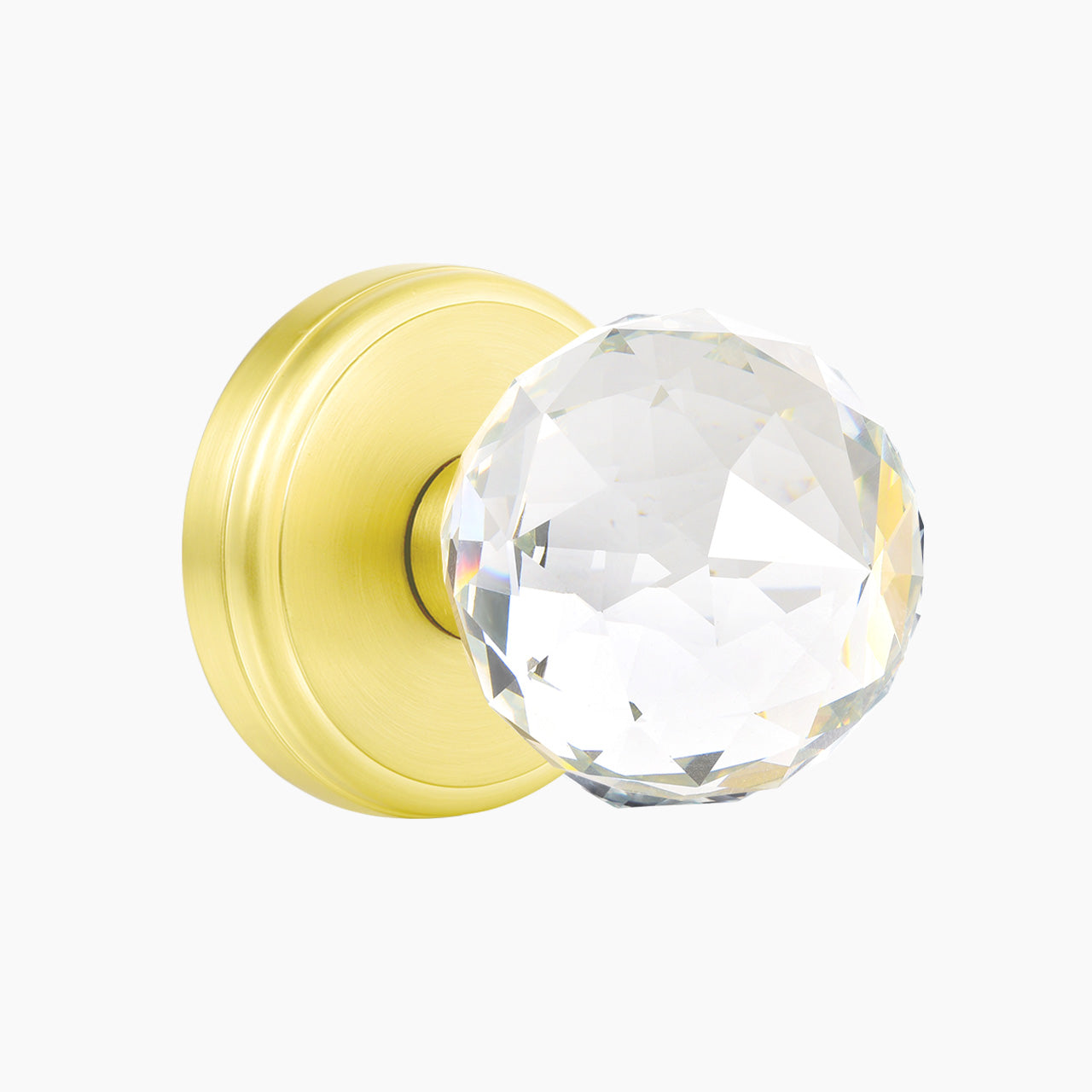 faceted glass door knob brushed gold passage function SENY