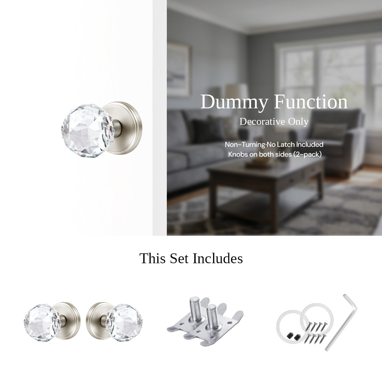 faceted glass door knob dummy decorative function SENY
