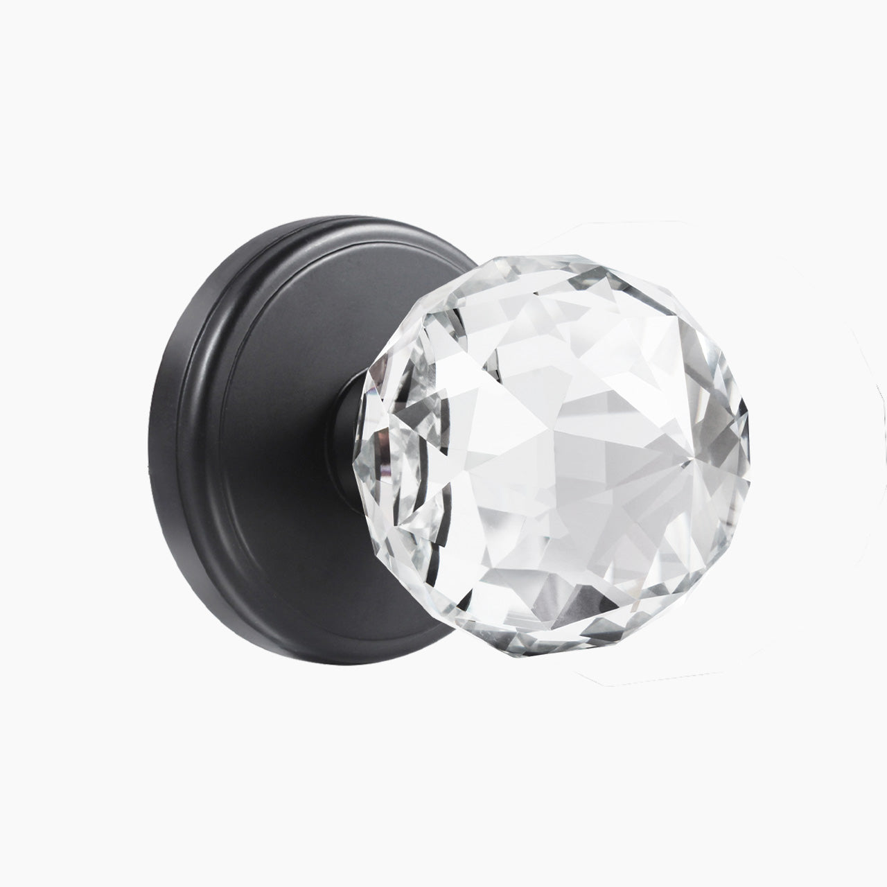 faceted glass door knob matte black passage function SENY