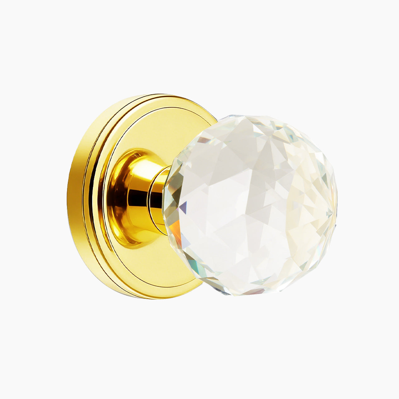 faceted glass door knob polished brass passage function SENY