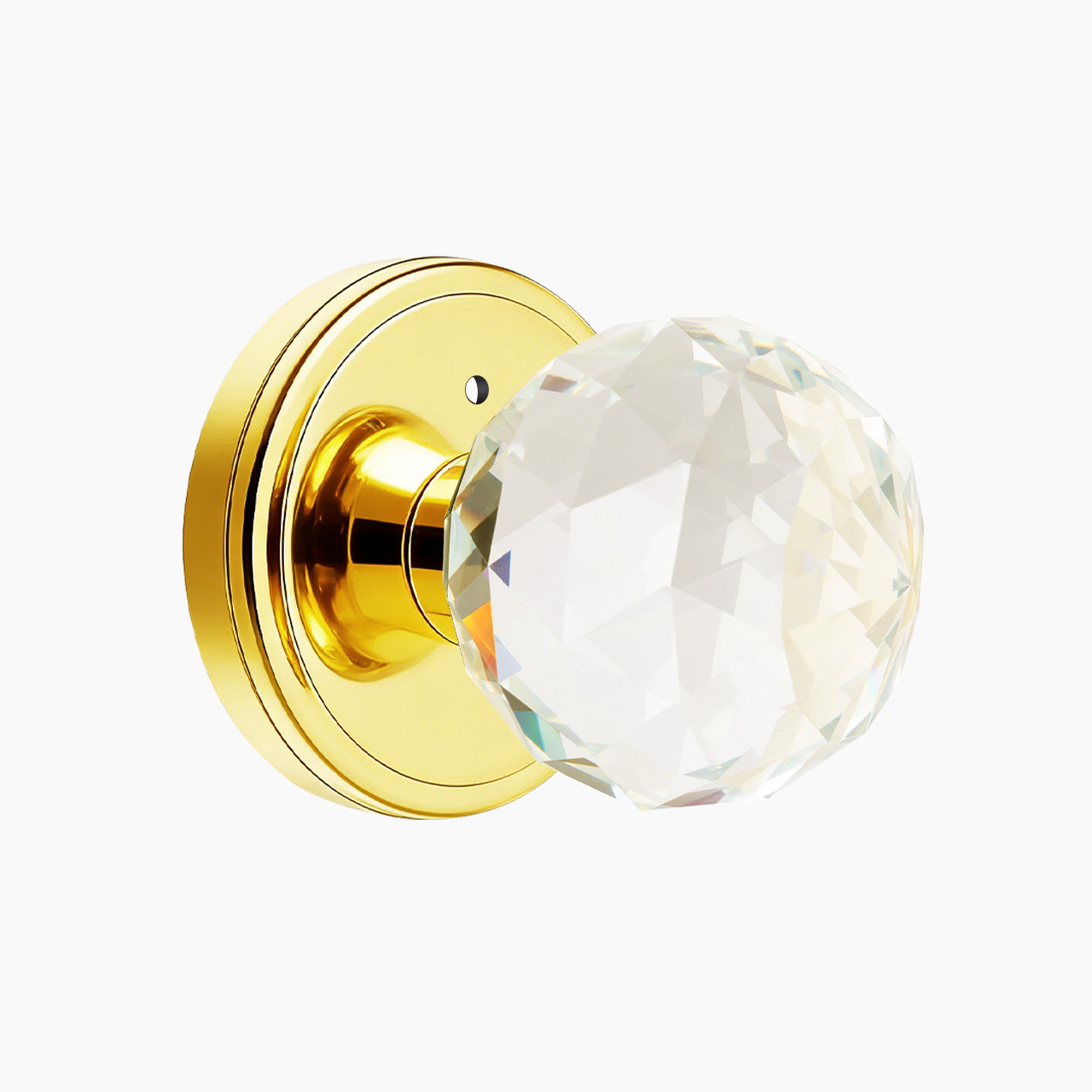 faceted glass door knob polished brass privacy function SENY