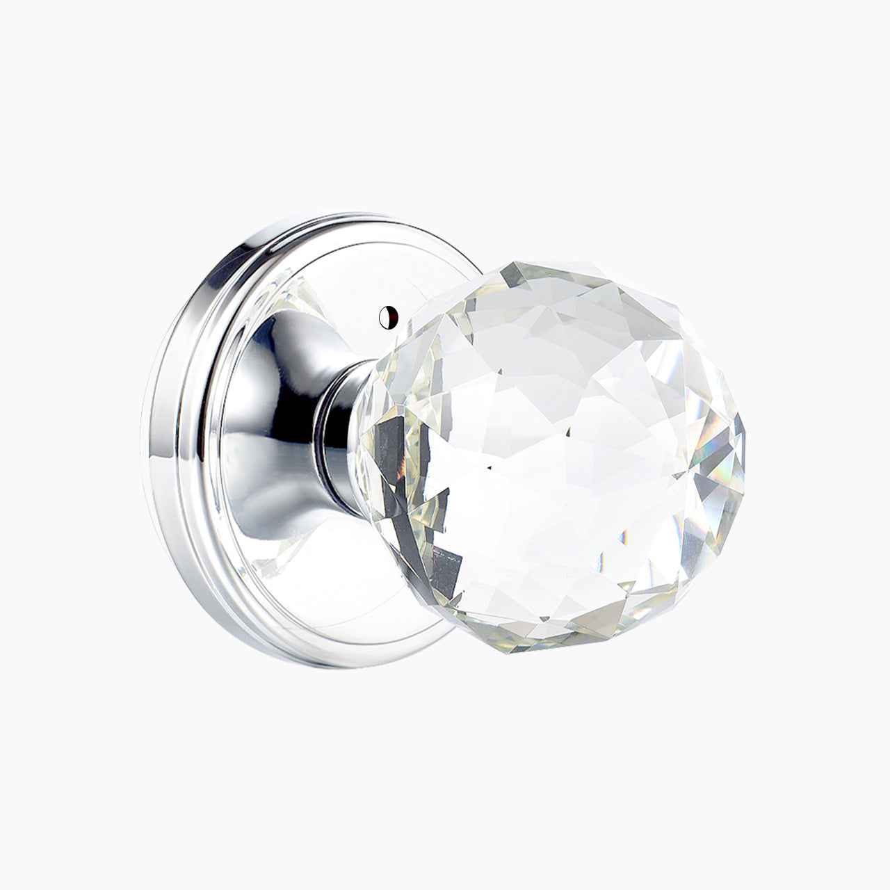faceted glass door knob polished chrome privacy function SENY