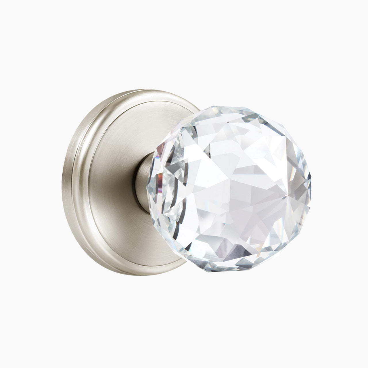 faceted glass door knob satin nickel passage function SENY