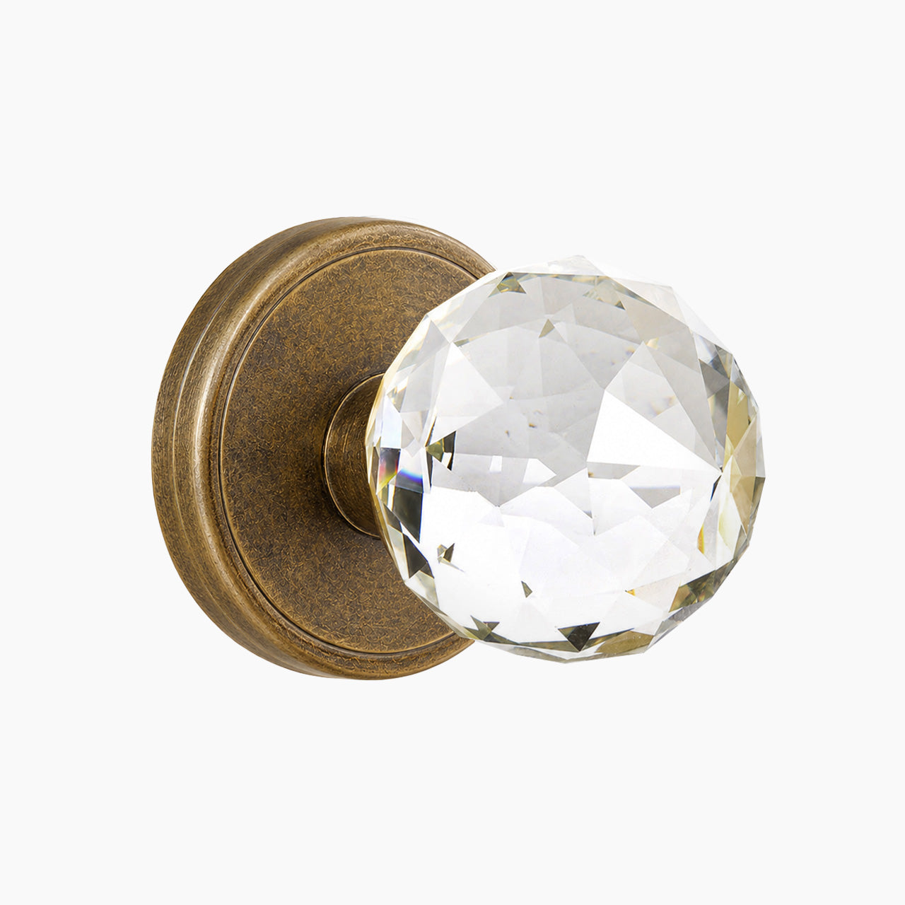 SENY Faceted Glass Door Knob with Round Rosette for Interior Doors