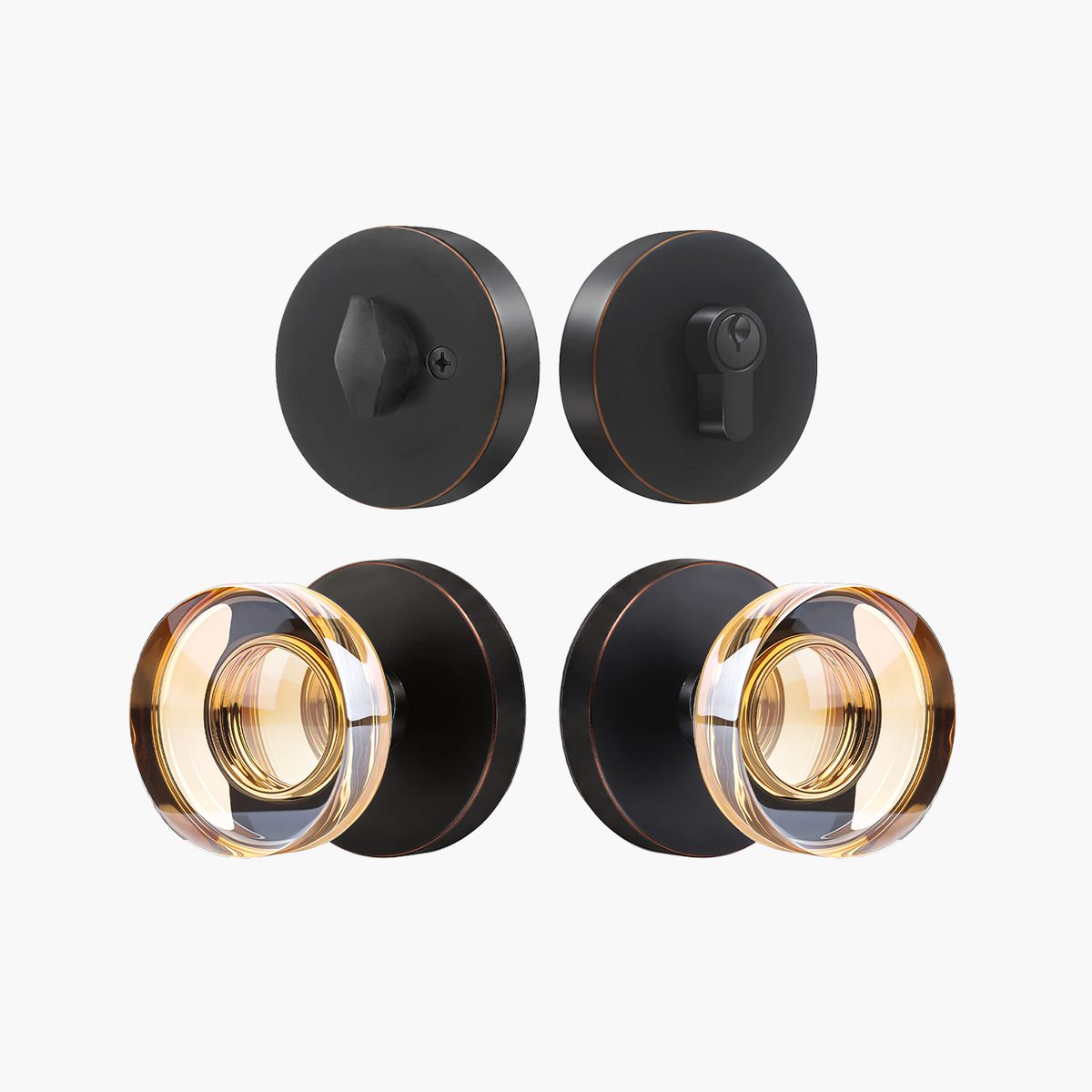 SENY Entry Door Knob Set with Decorative Round Crystal Passage Knob & Deadbolt