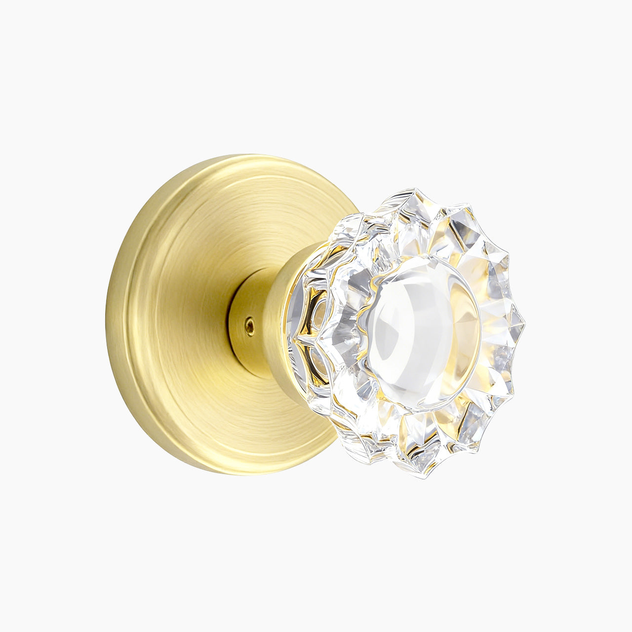 SENY floral crystal door knob brushed gold passage function
