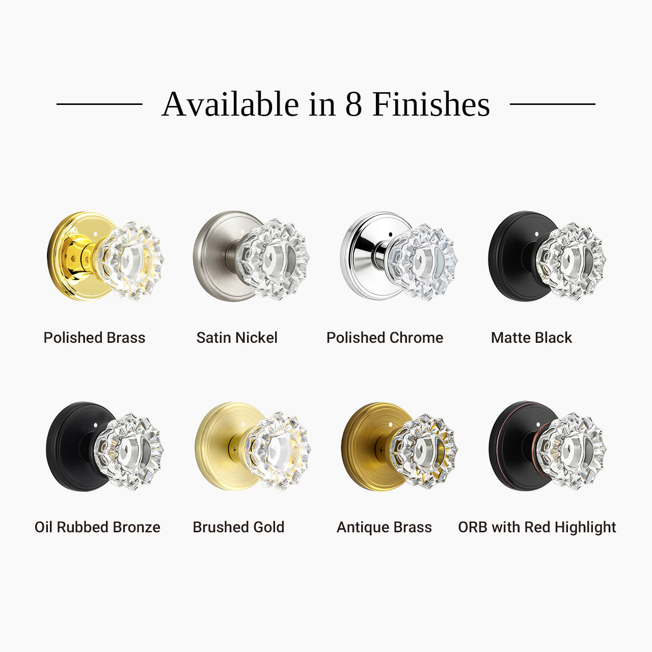 SENY floral crystal door knob available in multiple finishes