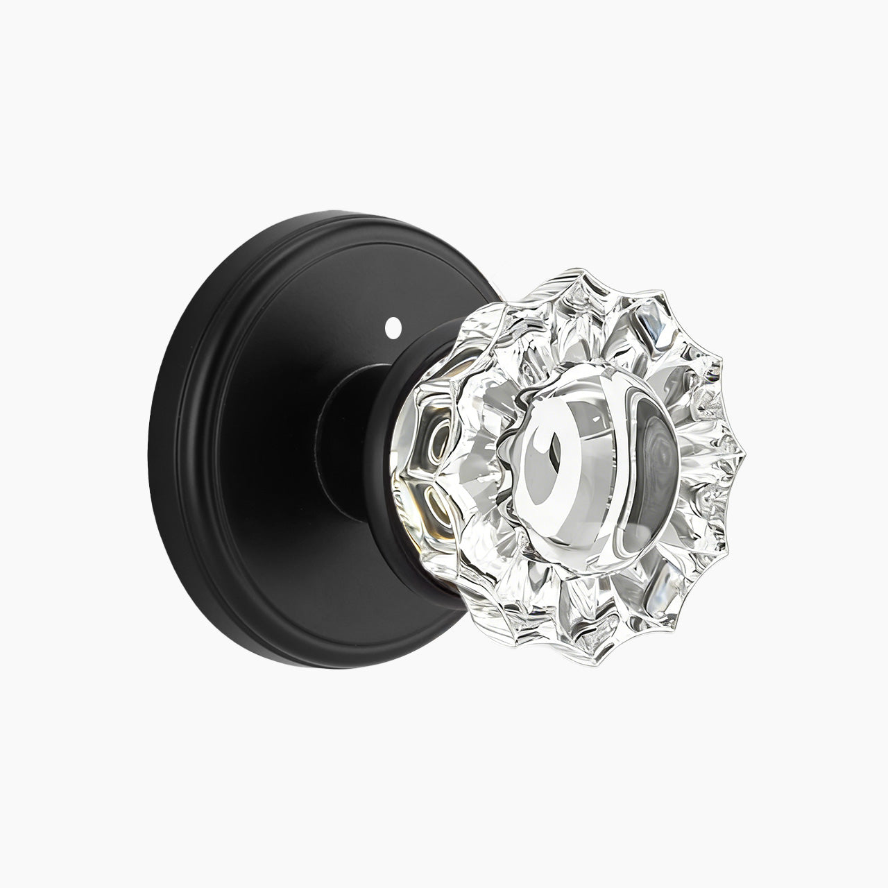 SENY floral crystal door knob matte black privacy function