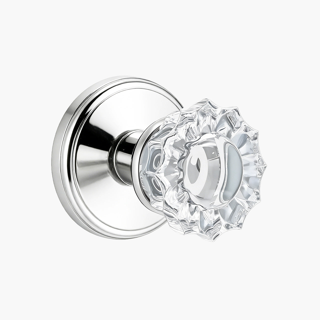 SENY floral crystal door knob polished chrome dummy function