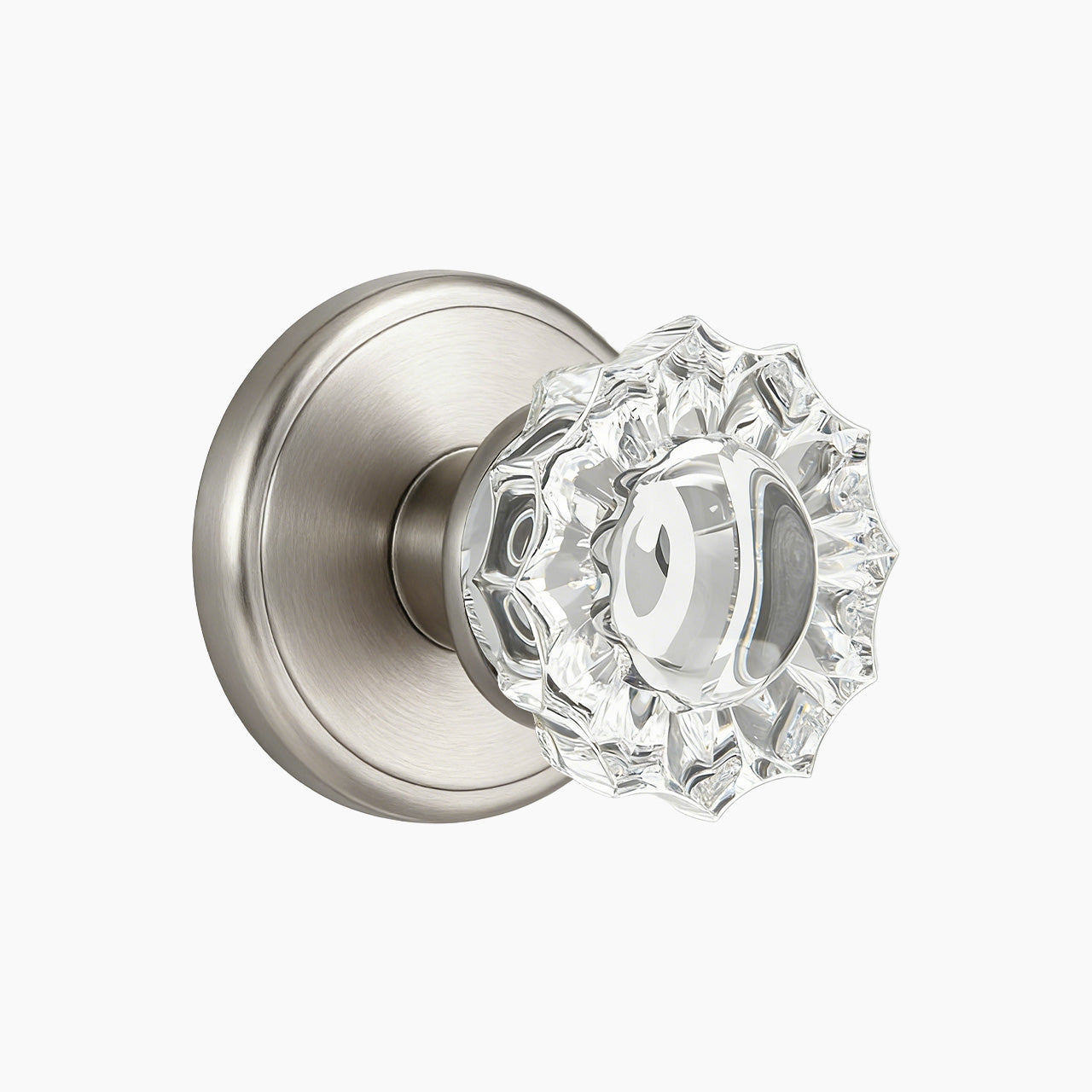 SENY floral crystal door knob satin nickel dummy function