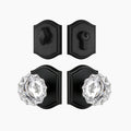 crystal front door knob and deadbolt set with black finish front view SENY