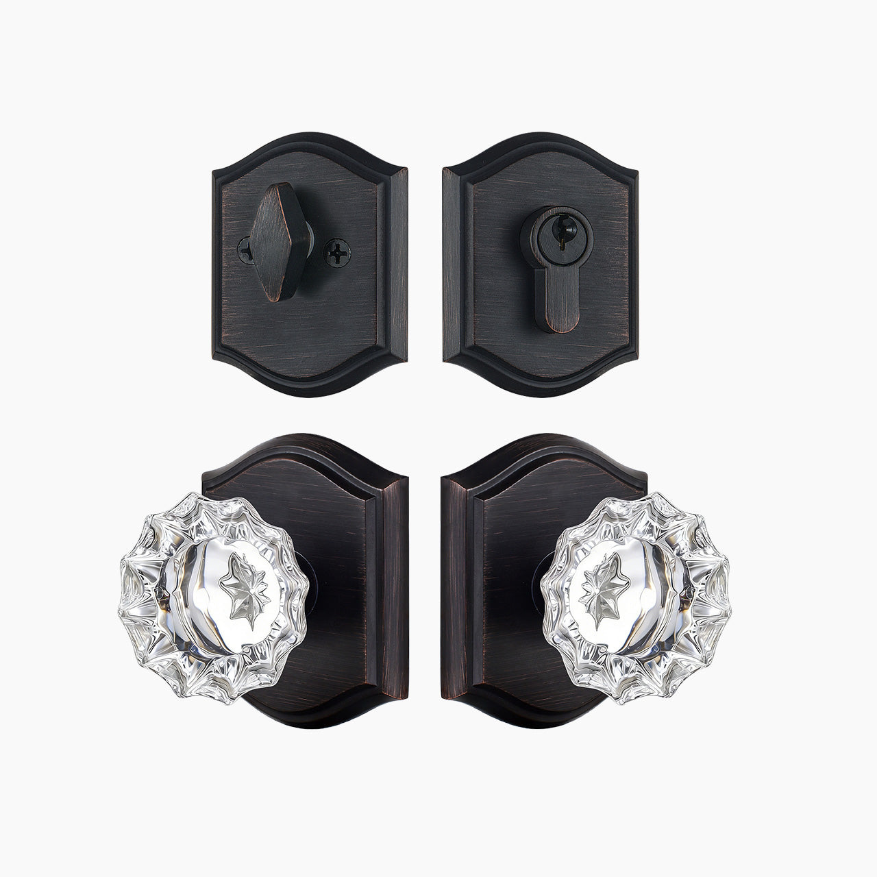 front door knob and deadbolt set in oil rubbed bronze finish SENY