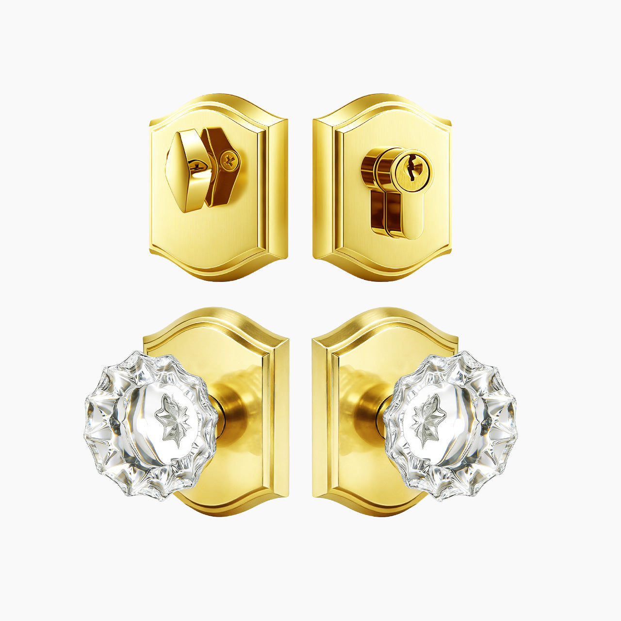 front door knob and deadbolt set in polished brass finish SENY