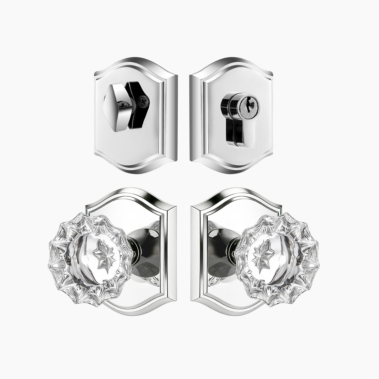 front door knob and deadbolt set in polished chrome finish SENY