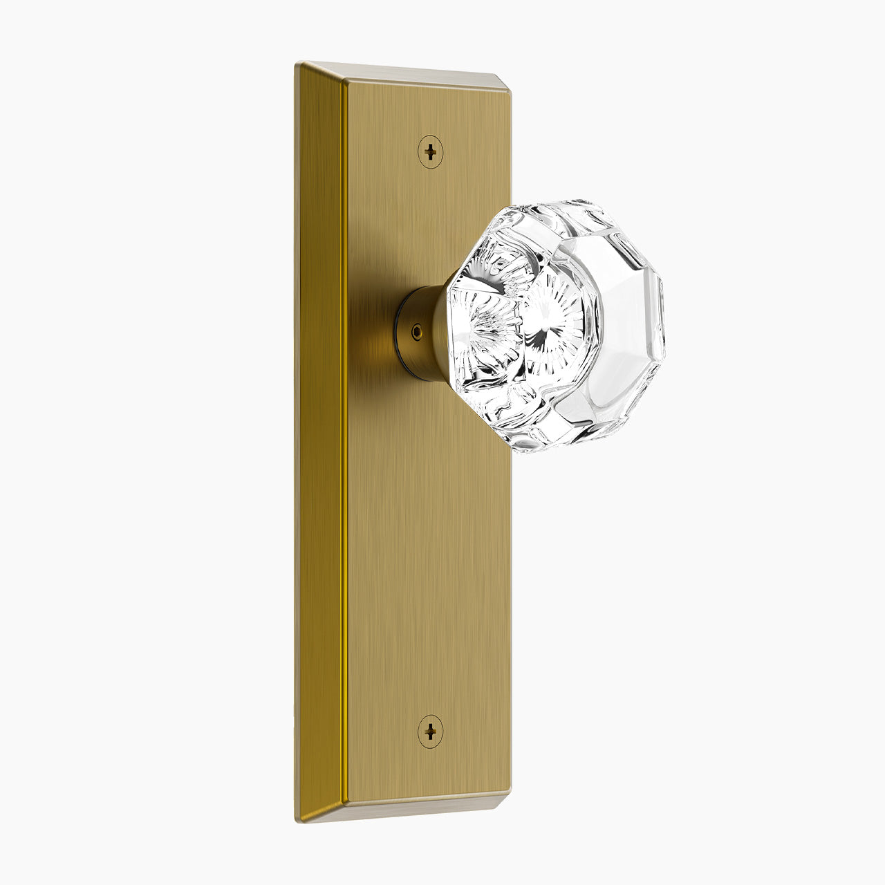 SENY antique brass glass door knob with backplate passage function