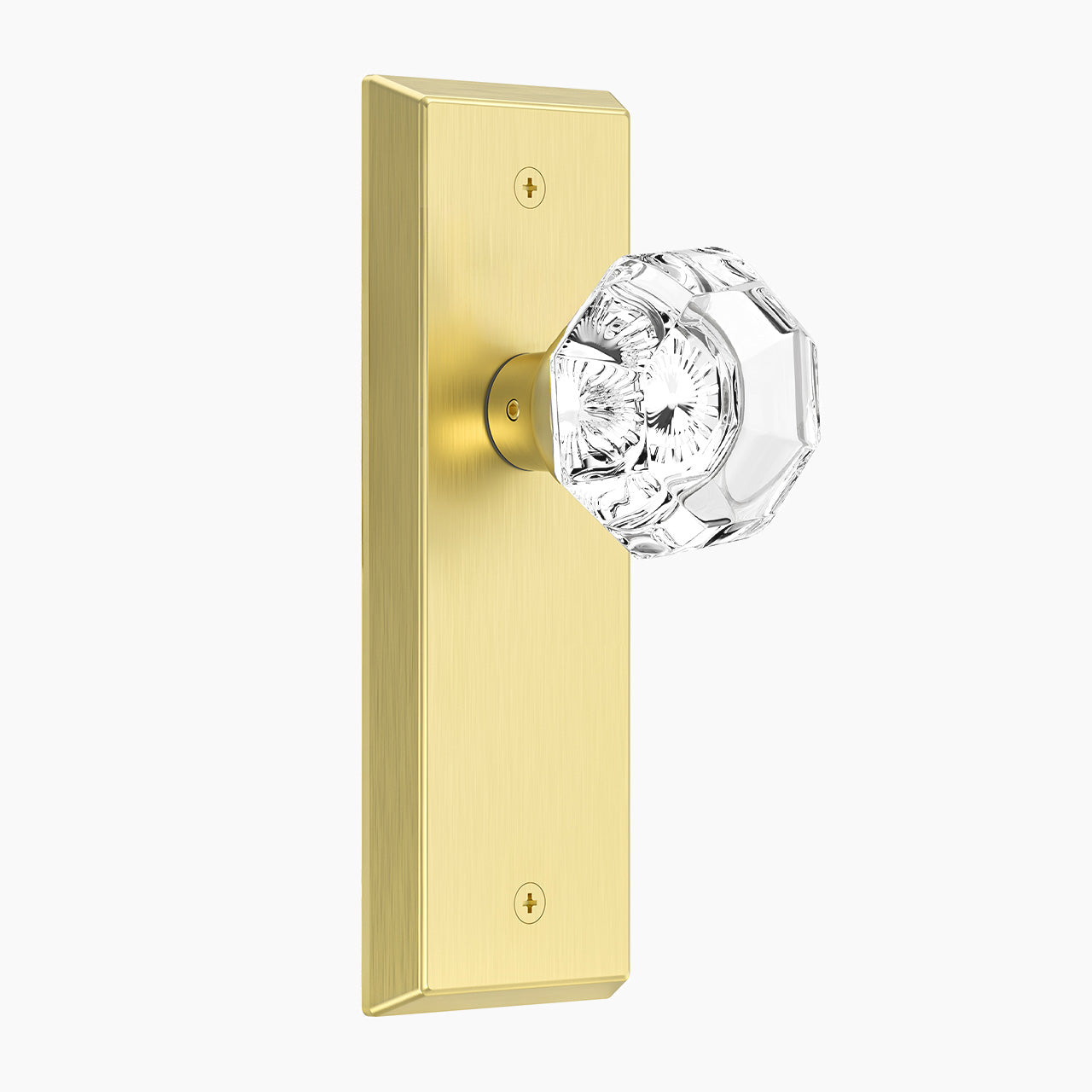 SENY brushed gold glass door knob with backplate passage function