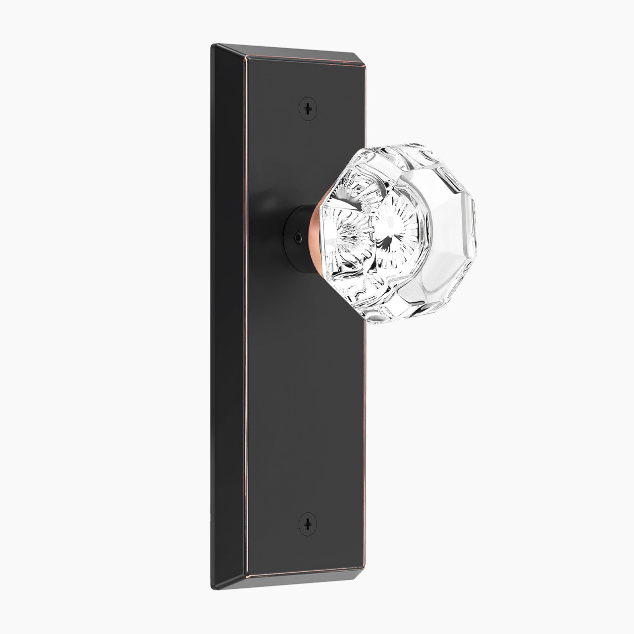 SENY oil rubbed bronze glass door knob with backplate passage function