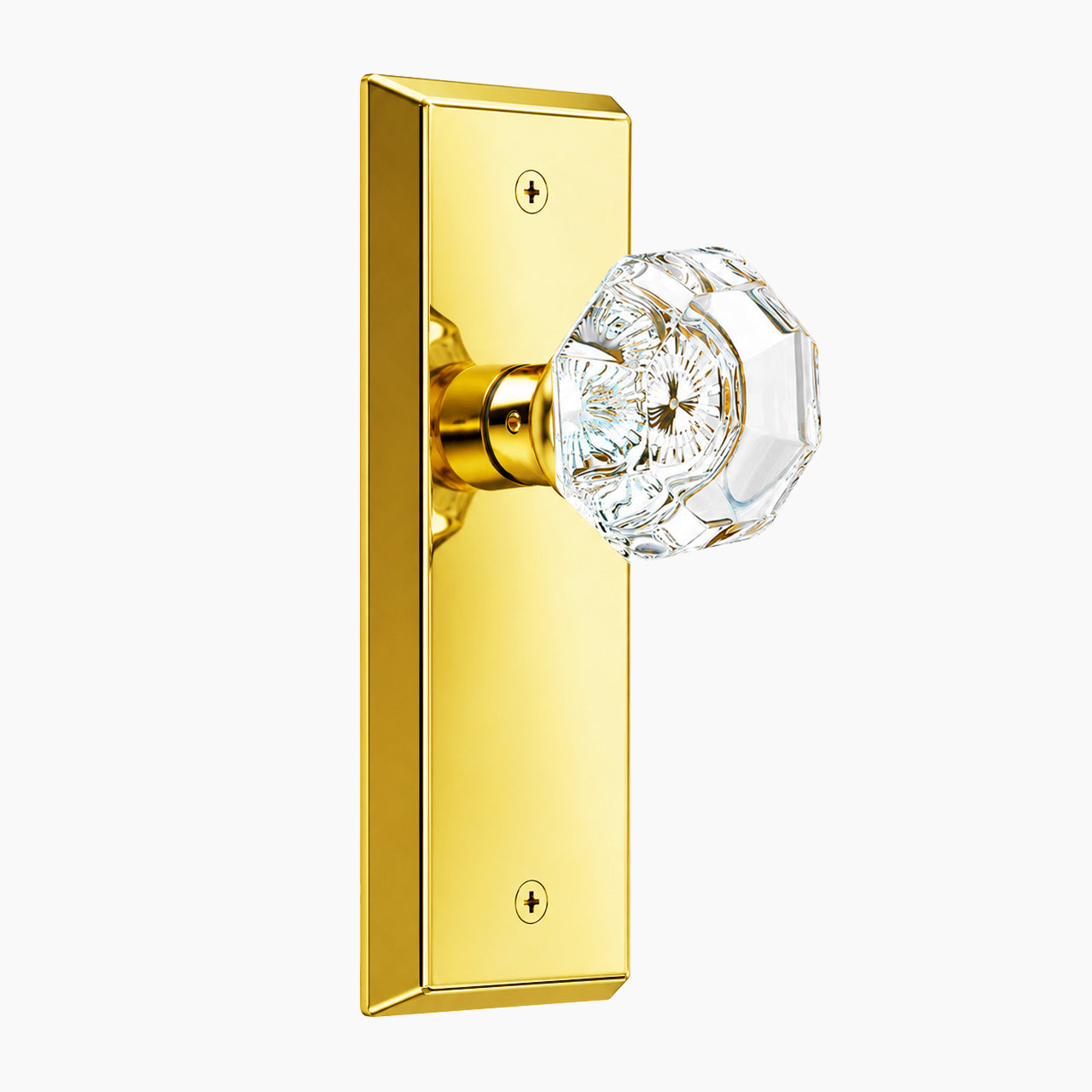 SENY Glass Door Knob with Backplate for Interior Doors – Crystal Privacy Knob with Lock