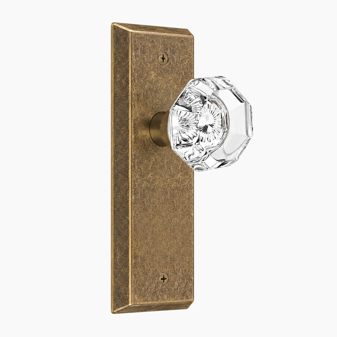 SENY Glass Door Knob with Backplate for Interior Doors – Crystal Privacy Knob with Lock