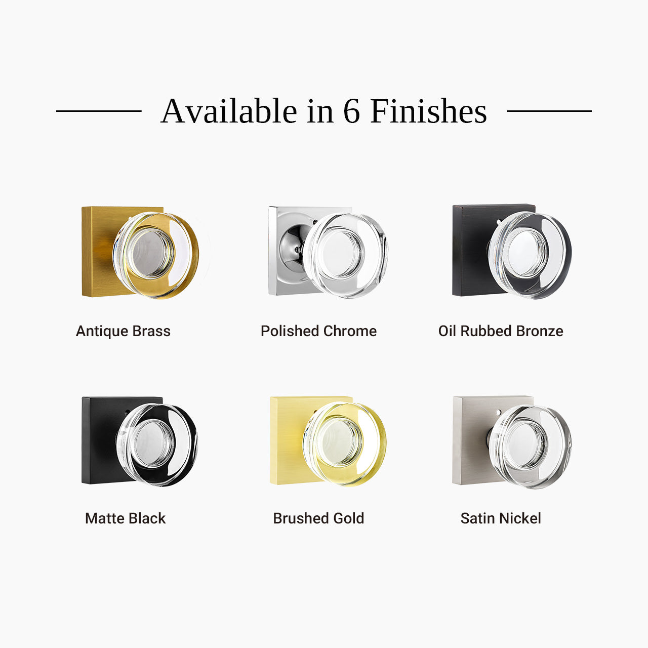 glass door knobs interior available in multiple finishes SENY