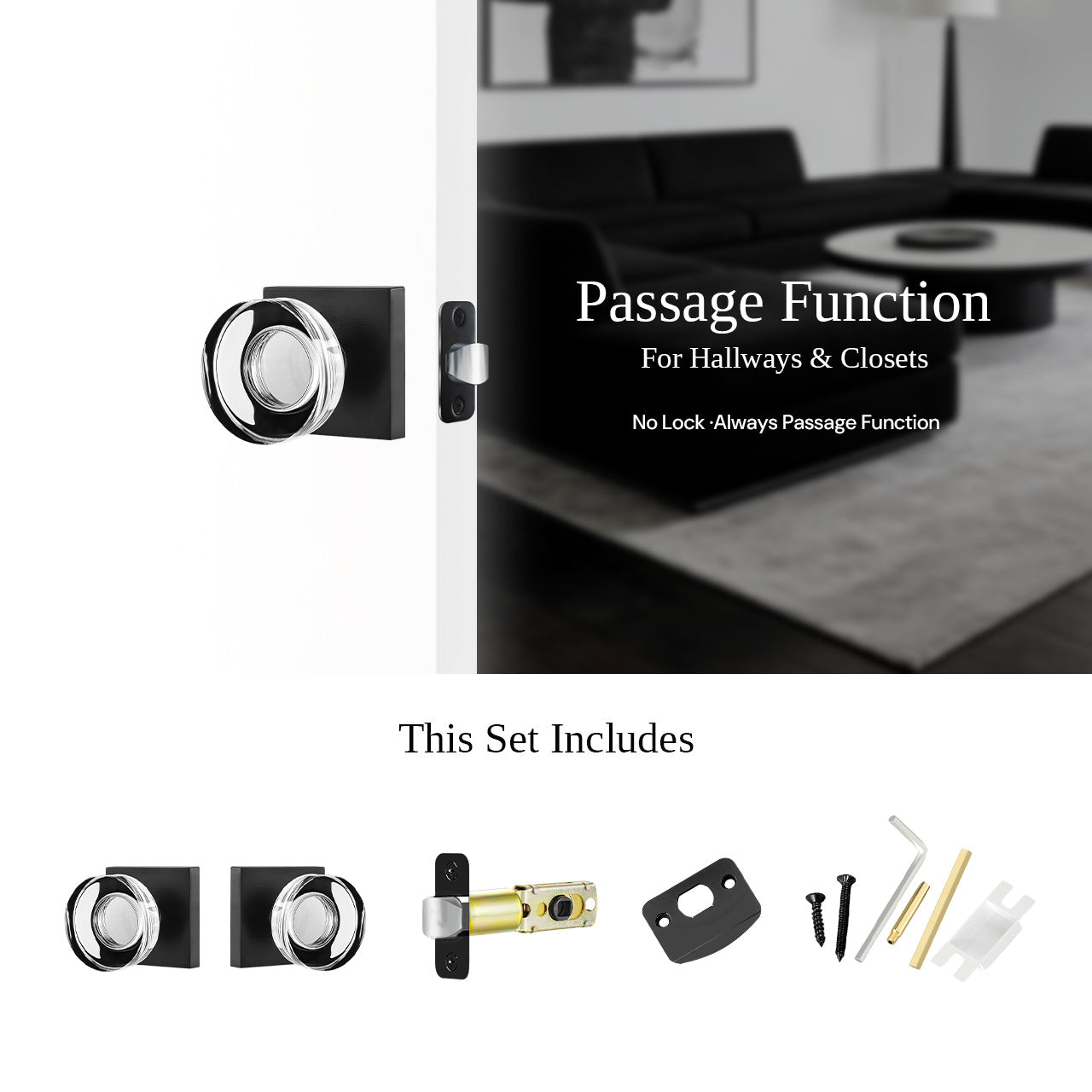 glass door knobs interior passage function hardware SENY