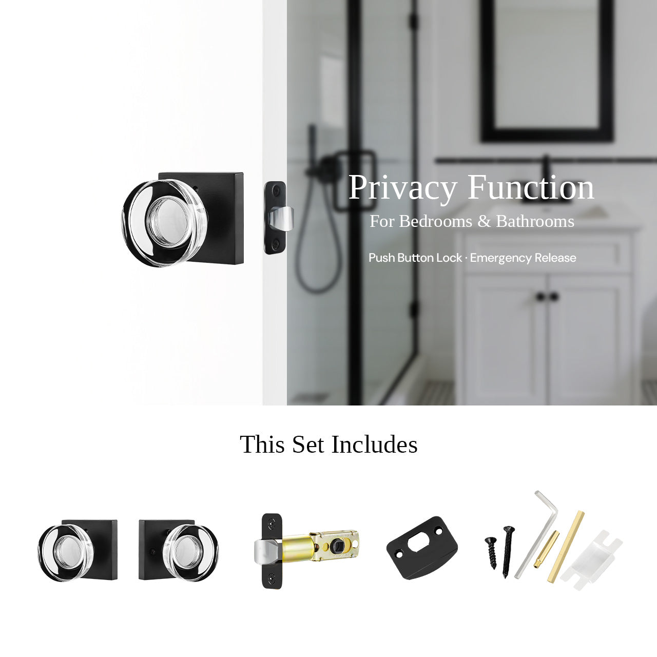 glass door knobs interior privacy function door lock SENY