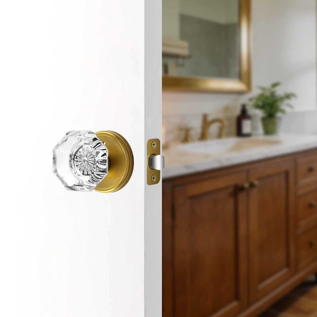 SENY indoor glass door knobs installed on interior door