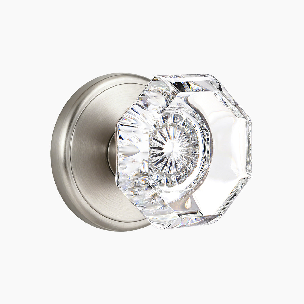 SENY indoor glass door knobs satin nickel passage function