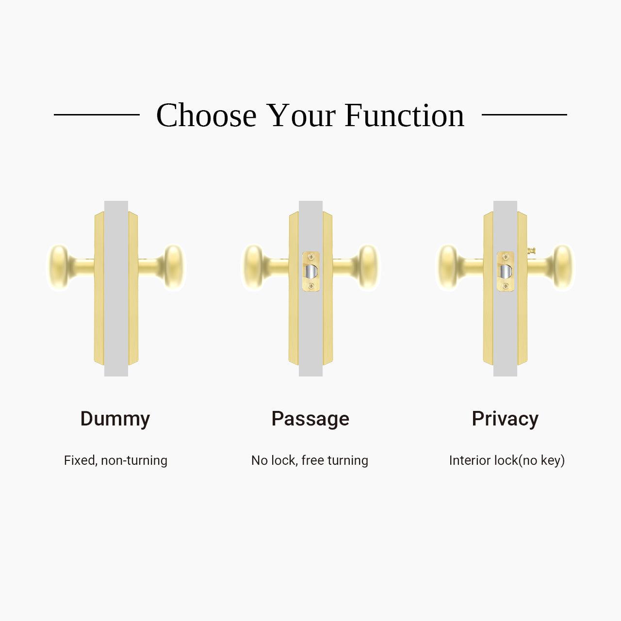 interior door knob with backplate passage privacy dummy comparison SENY