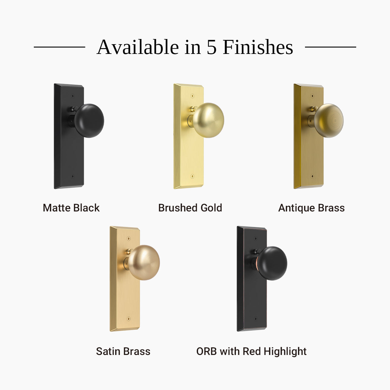interior door knob with backplate available in multiple finishes SENY