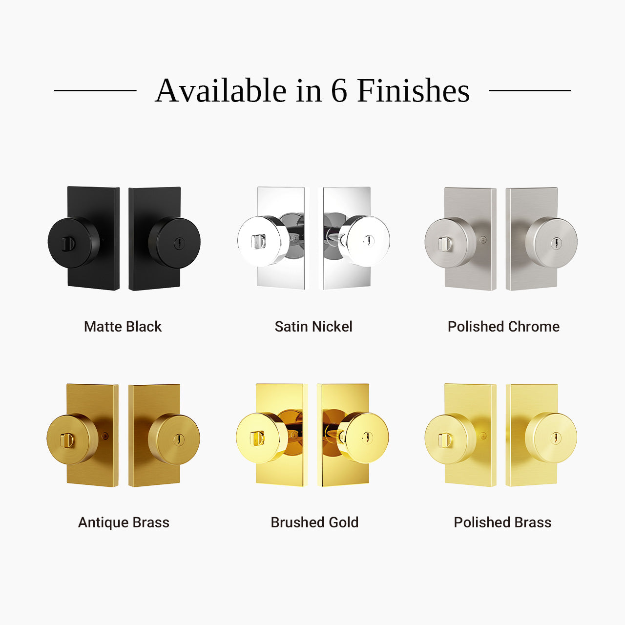 Interior door knob with key available in Matte Black Polished Chrome Polished Brass Brushed Gold Satin Nickel and Antique Brass finishes SENY