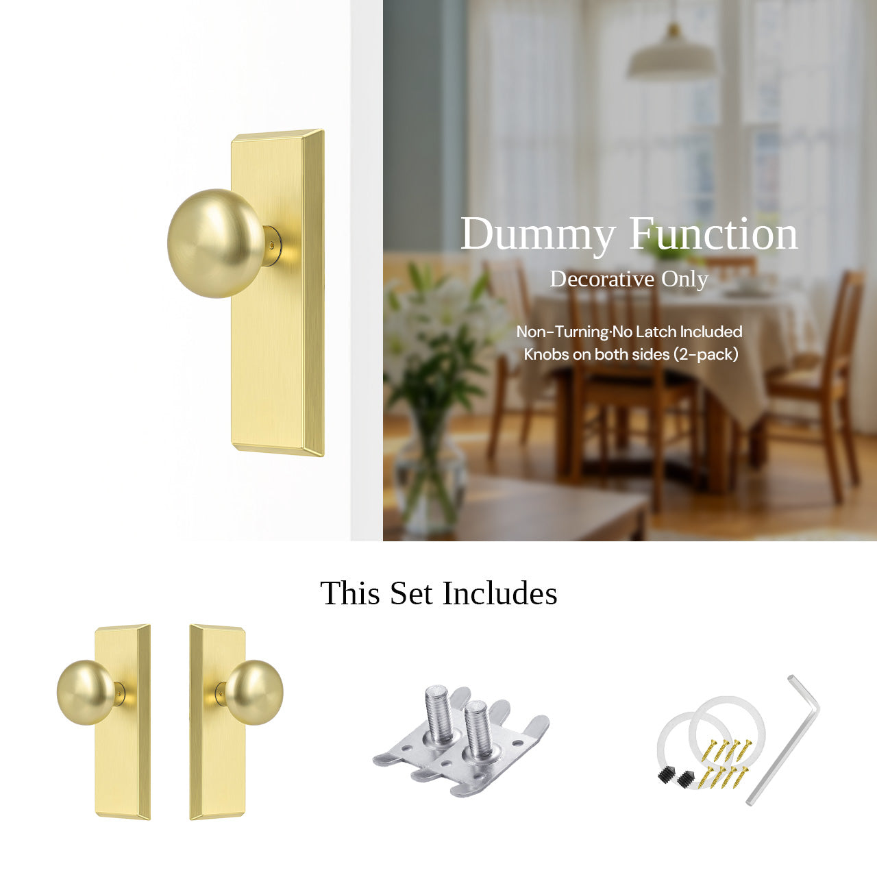 interior dummy door knob with backplate decorative floral design SENY