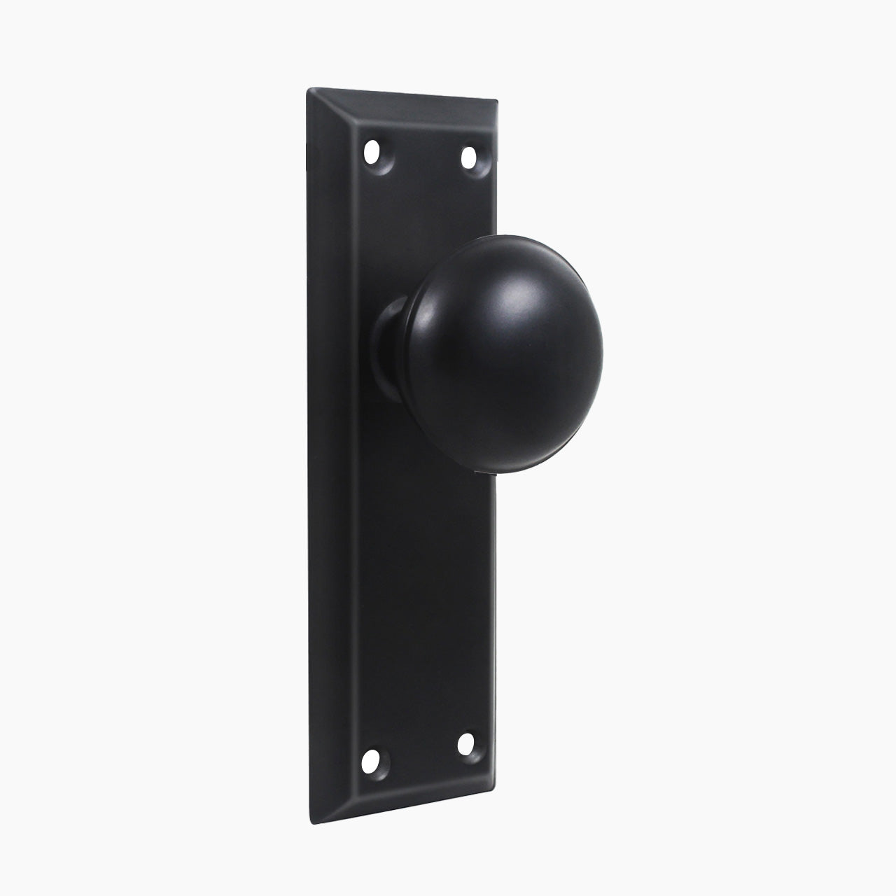 Matte black decorative dummy mortise lock set for front entry doors, SENY