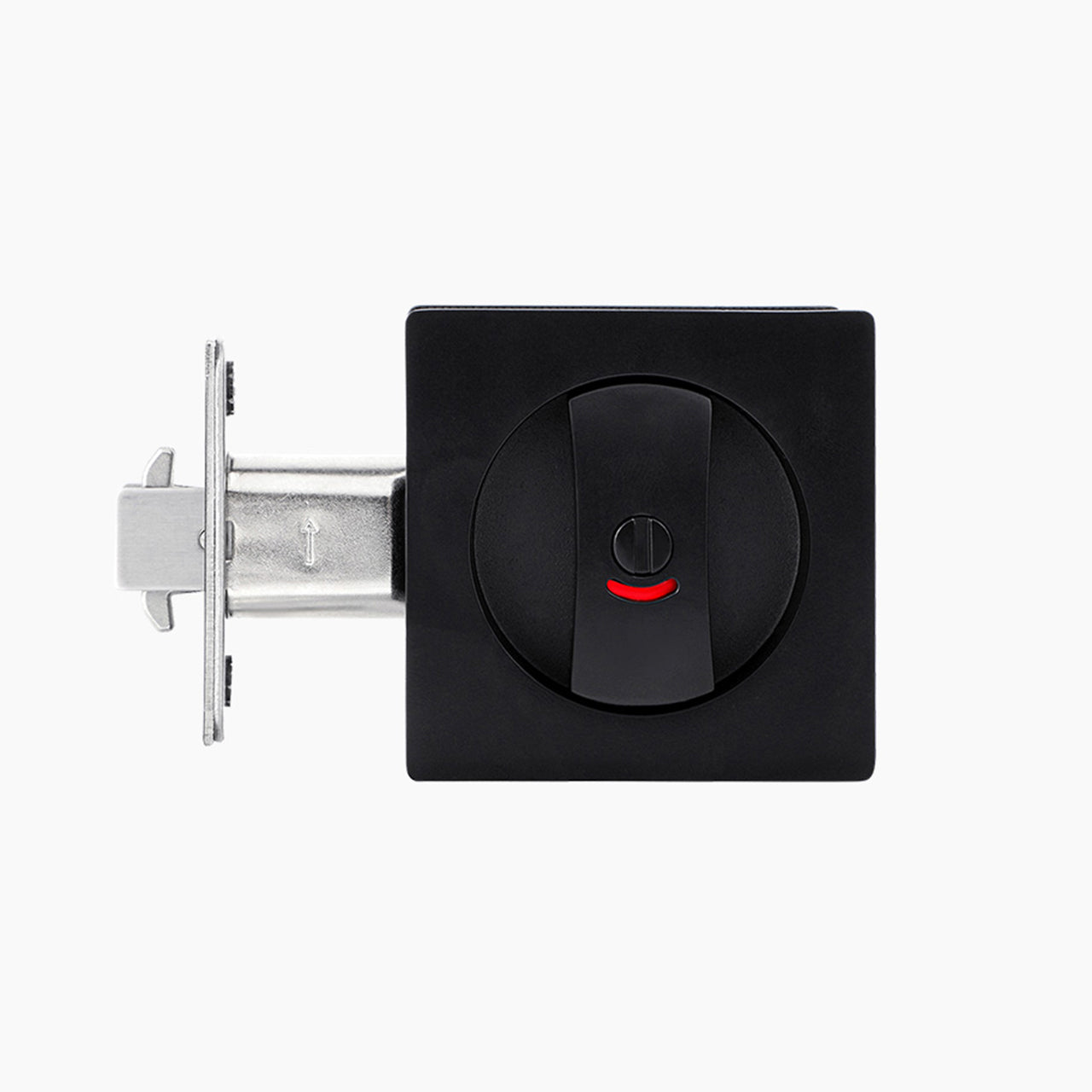 Matte black pocket door privacy lock with vacant occupied indicator, SENY