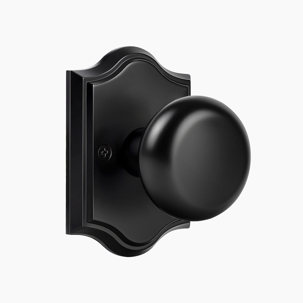 Matte black round passage door knob with arched rosette SENY