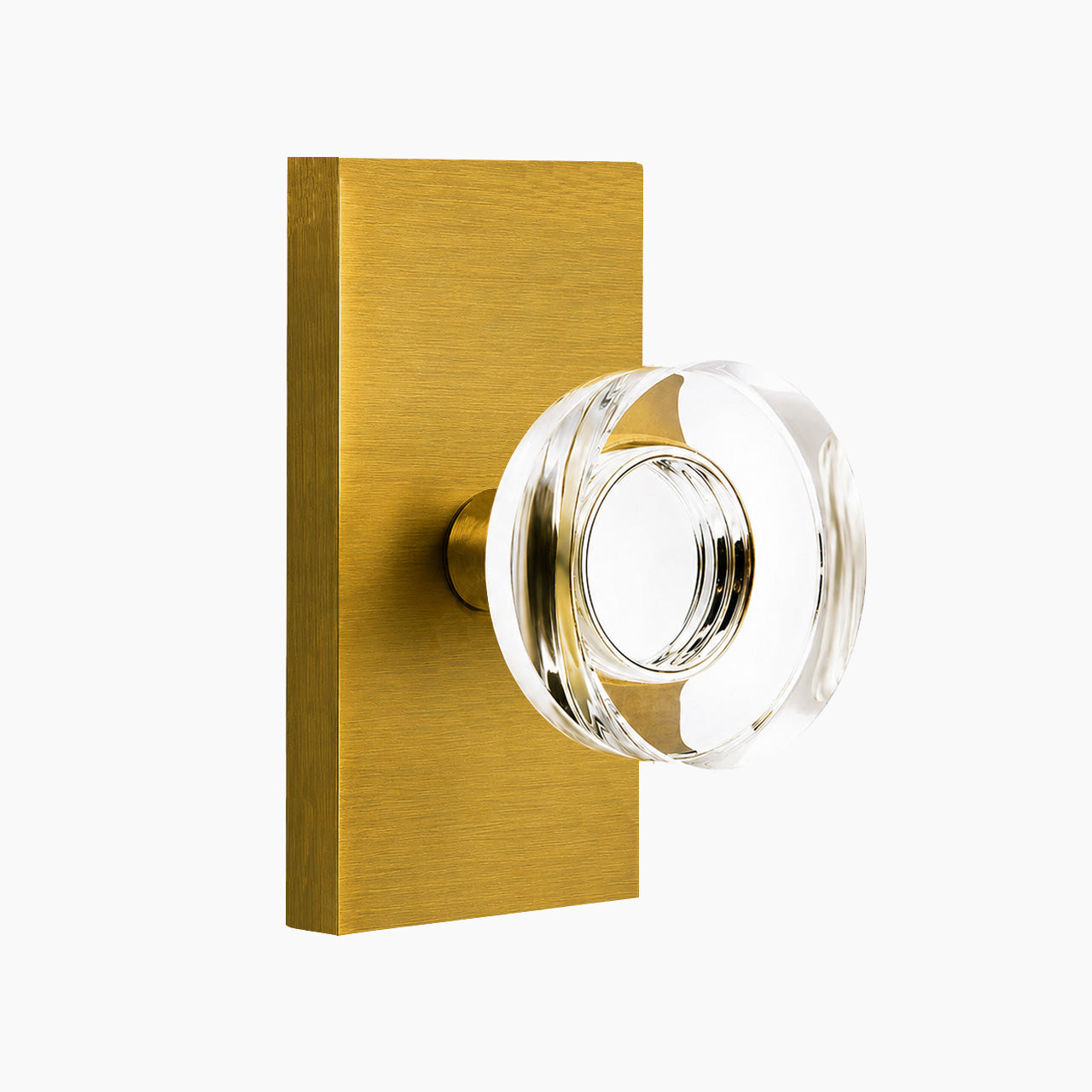 SENY Modern Crystal Door Knob with Rectangular Backplate – Round Glass Interior Door Knob
