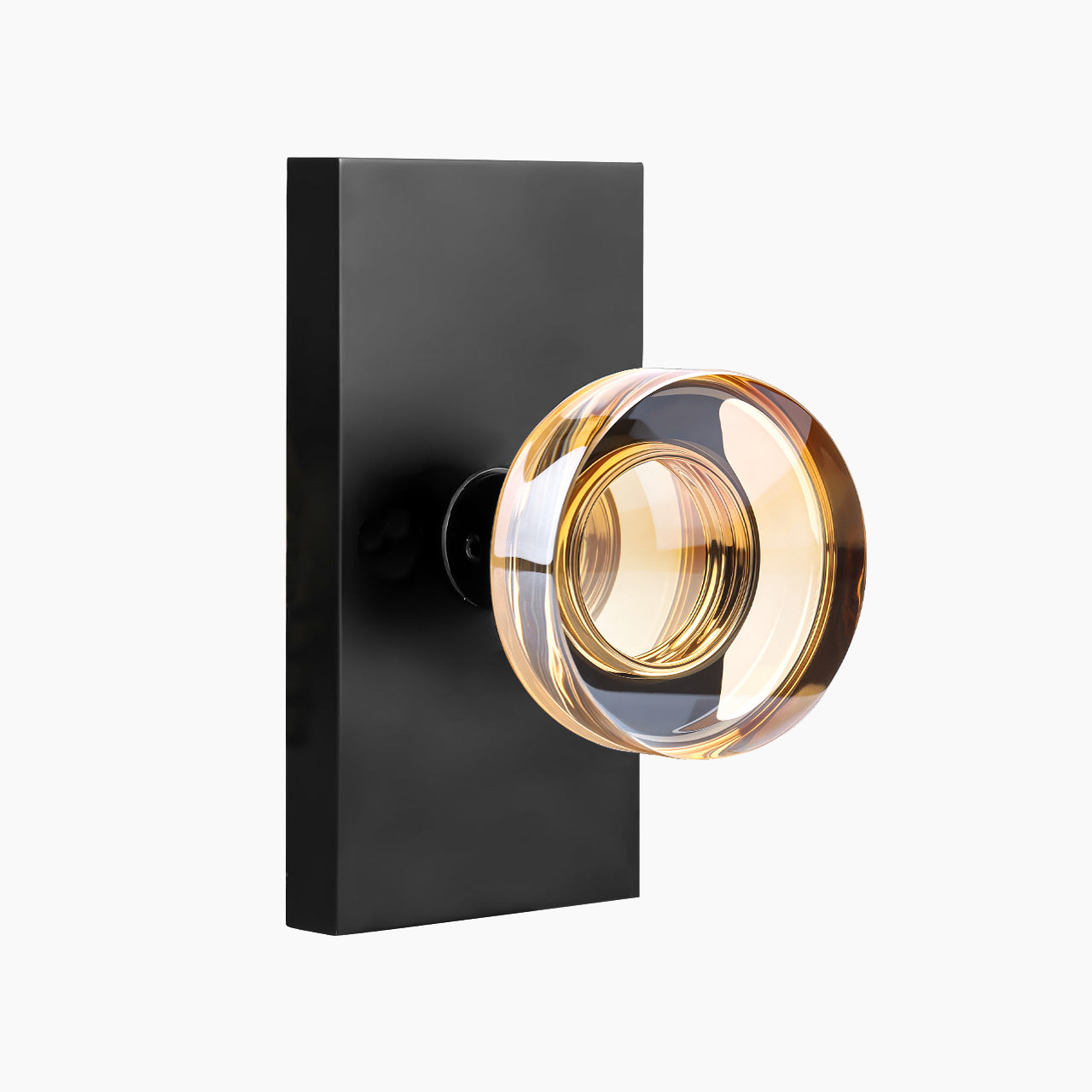 SENY Modern Crystal Door Knob with Rectangular Backplate – Round Glass Interior Door Knob