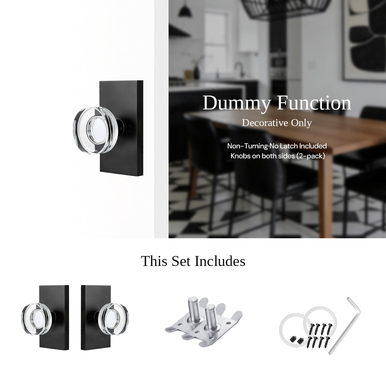 SENY modern crystal door knob dummy decorative door knob
