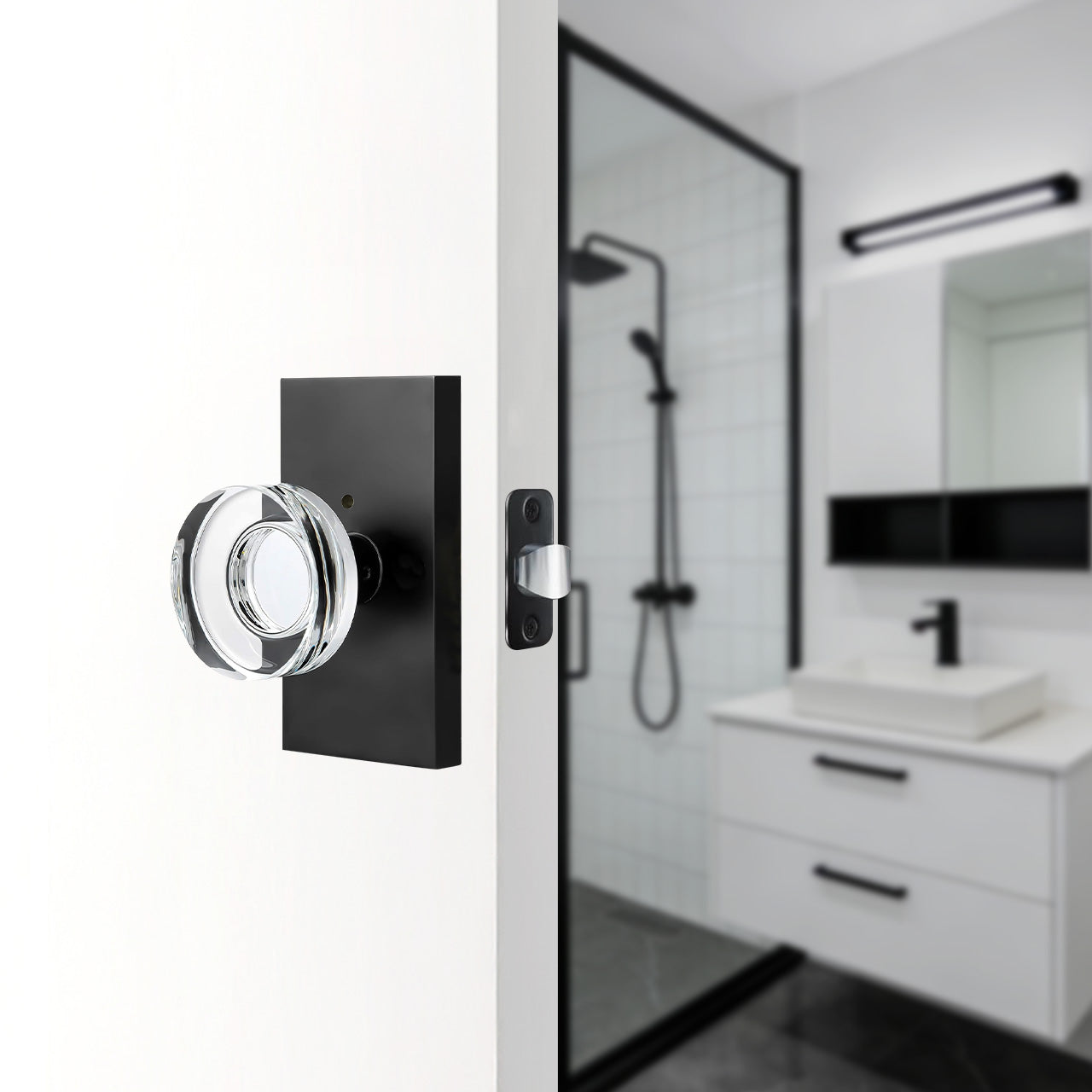 SENY modern crystal door knob installed on interior door