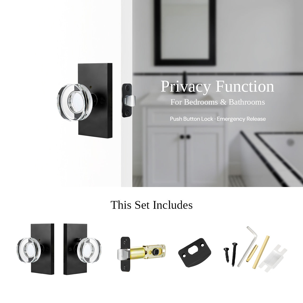 SENY modern crystal door knob privacy function interior door lock