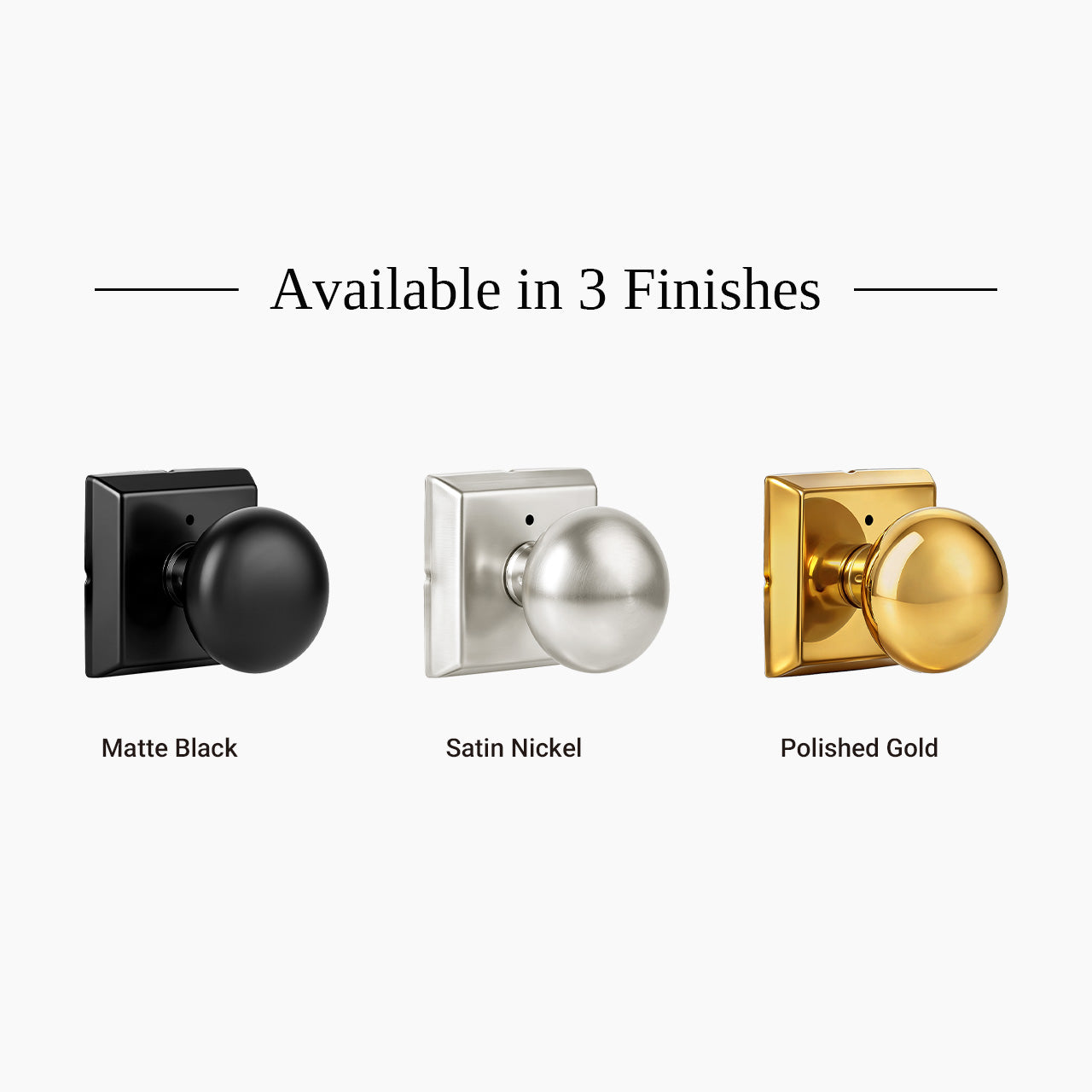Modern round interior door knob available in multiple finish options SENY