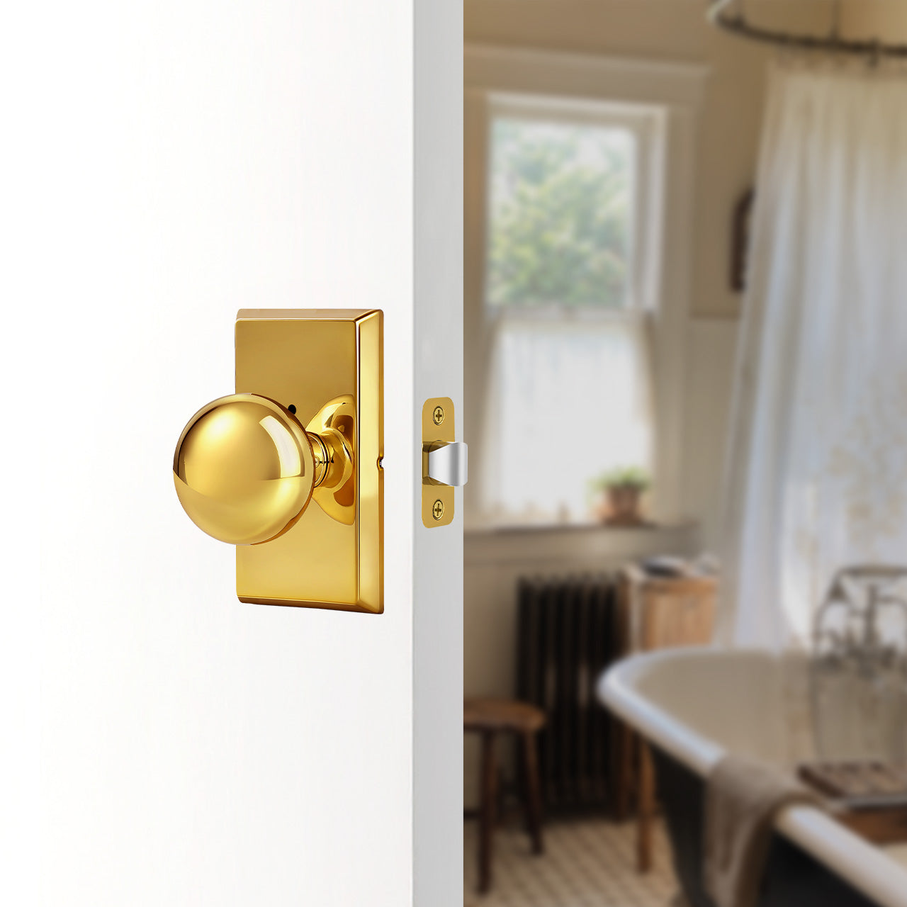 Modern vintage interior door knob installed in a home interior