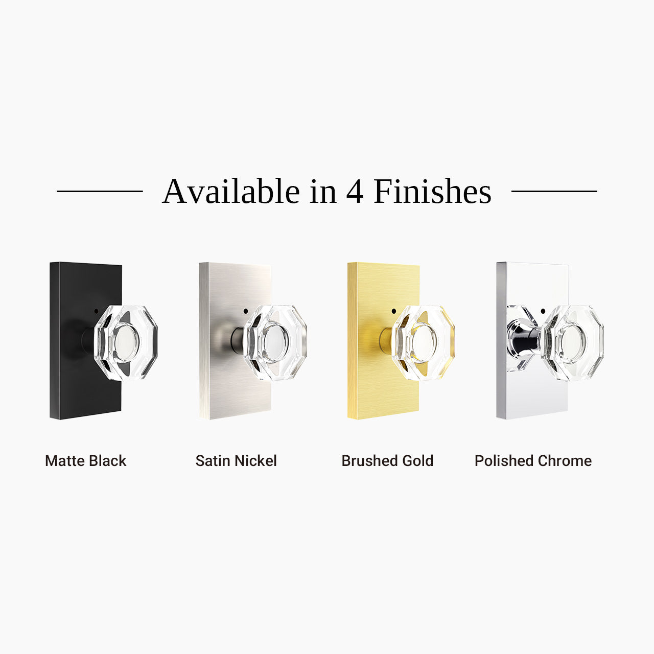 SENY octagon crystal door knob available in multiple finishes